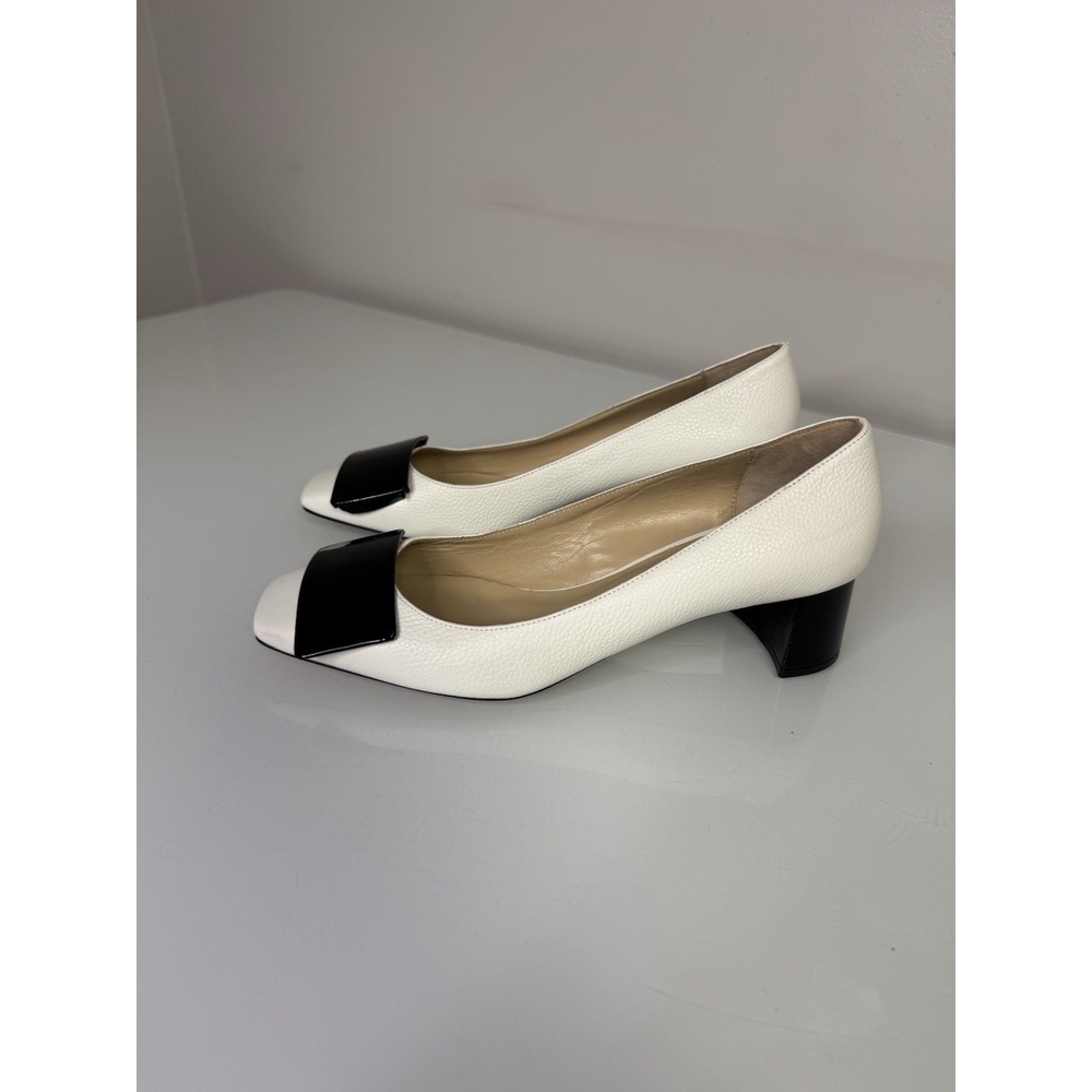 Women's Bells & Becks Sofia Pump With Tab White Leather Size 38 1/2 / 8 US Italy